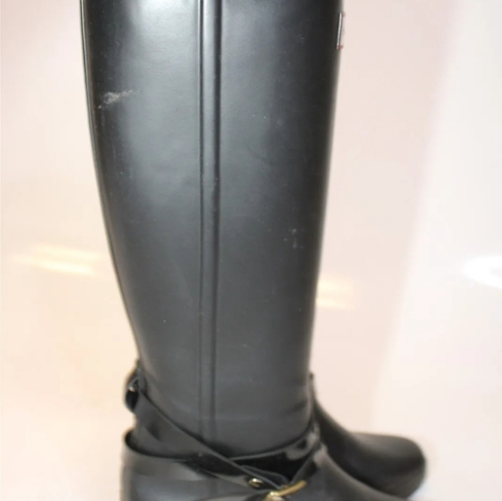 Hunter Andora Womens 5 Tall Black Rubber Wedge Waterproof Rain Boots - Picture 10 of 16